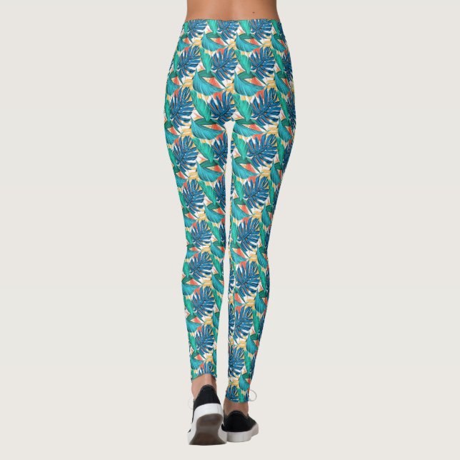 Exotic Tropical Leaves Leggings (Back)