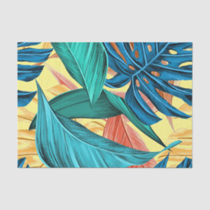Exotic Tropical Leaves on Lemon Yellow Tissue Paper