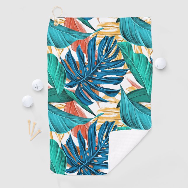 Exotic Tropical Leaves Print  Golf Towel (InSitu)
