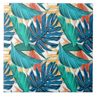 Exotic Tropical Leaves Print  Tile