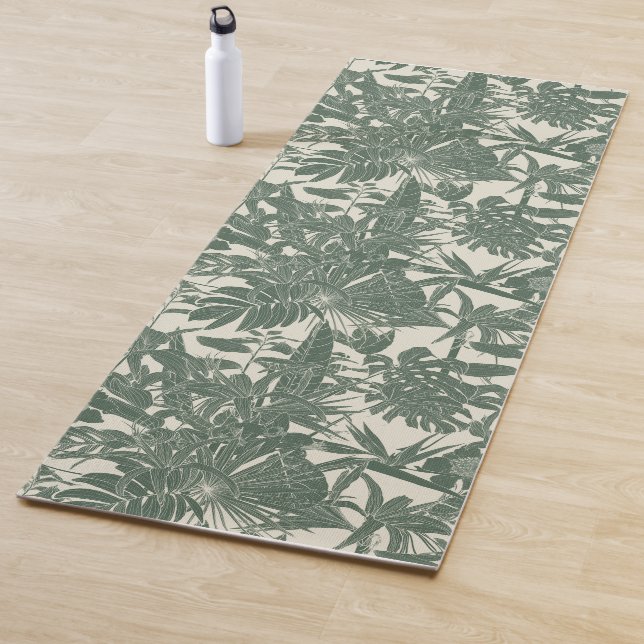 Exotic tropical line illustration. yoga mat (In Situ)