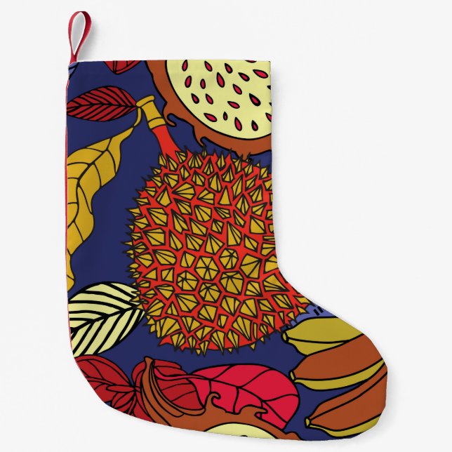 Exotic tropical mix of fruits. Bright floral natur Small Christmas Stocking (Front)
