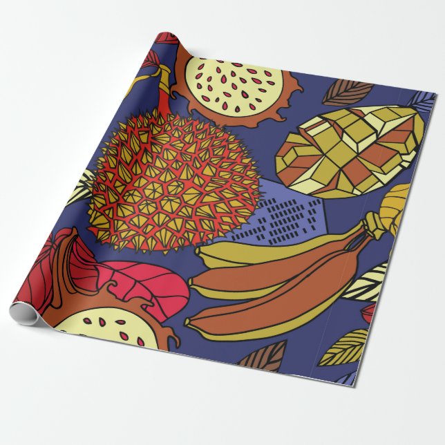 Exotic tropical mix of fruits. Bright floral natur Wrapping Paper (Unrolled)