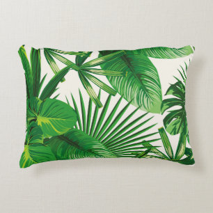 Exotic tropical natural green leaves composition o decorative cushion