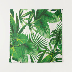 Exotic tropical natural green leaves composition o tapestry