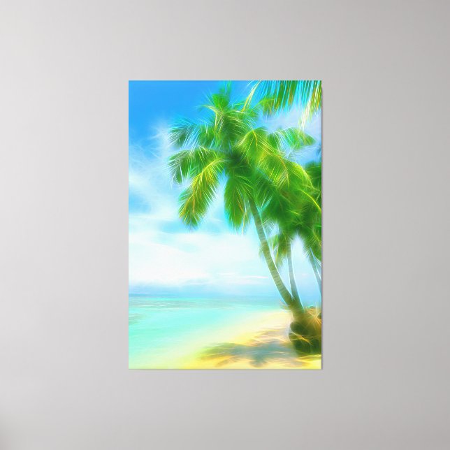 *~* Exotic Tropical PALM Tree Beach AP13 Canvas Print (Front)