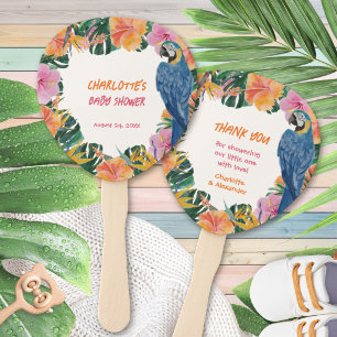 Exotic Tropical Parrot Jungle Baby Shower Hand Fan