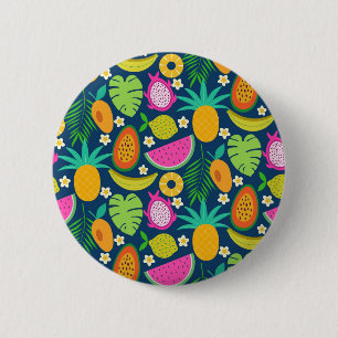 Exotic Tropical Pineapple Banana Dragon fruit  6 Cm Round Badge