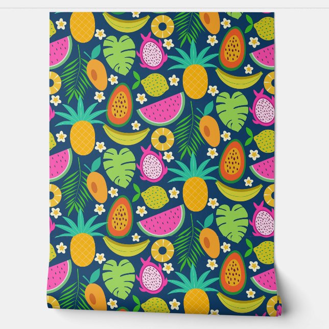 Exotic Tropical Pineapple Banana Dragon fruit  Wallpaper (Unrolling)