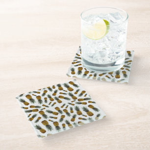 Exotic Tropical Pineapple Fruit Glass Coaster