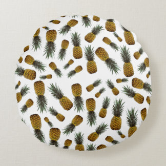 Exotic Tropical Pineapples Round Cushion