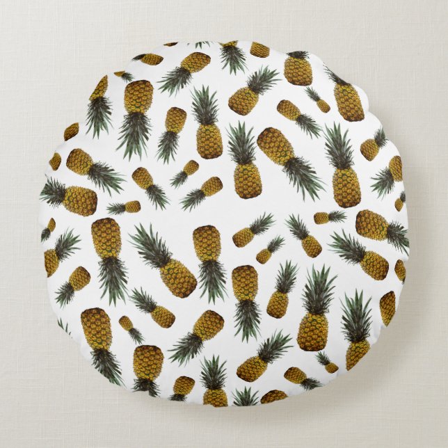 Exotic Tropical Pineapples Round Cushion (Front)