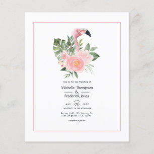 Exotic Tropical Pink Flamingo Wedding Invitation Flyer