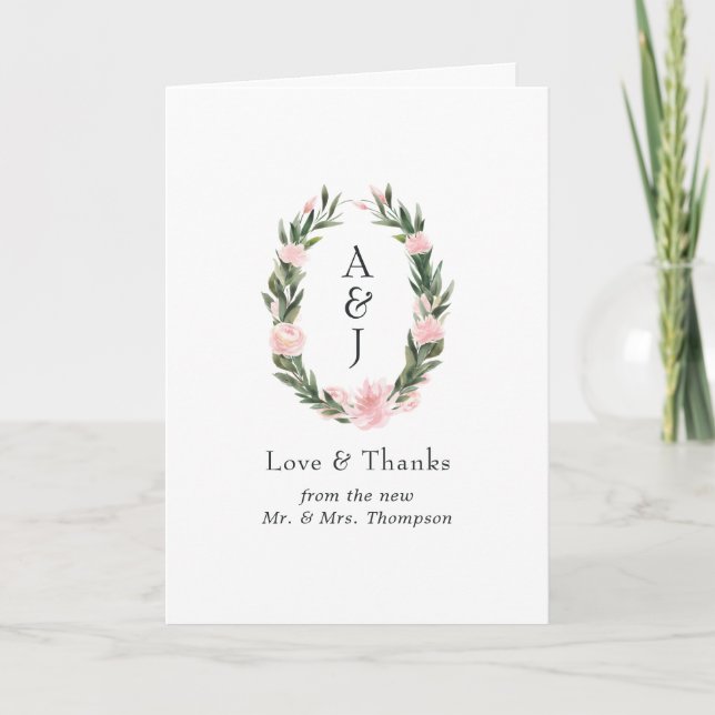 Exotic Tropical Pink Flamingo Wedding Thank You Card (Front)