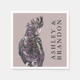Exotic Tropical Purple Parrot with Names Napkin