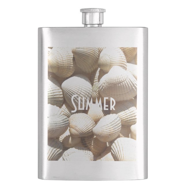 Exotic Tropical Sea Shell Summer Beach Photography Hip Flask (Front)