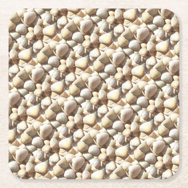 Exotic Tropical Sea Shell Summer Beach Photography Square Paper Coaster (Front)