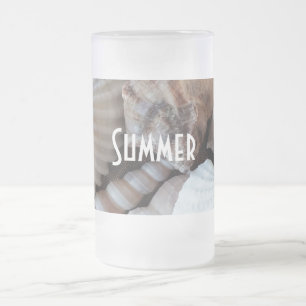 Exotic Tropical Summer Sea Shells Photography Frosted Glass Beer Mug