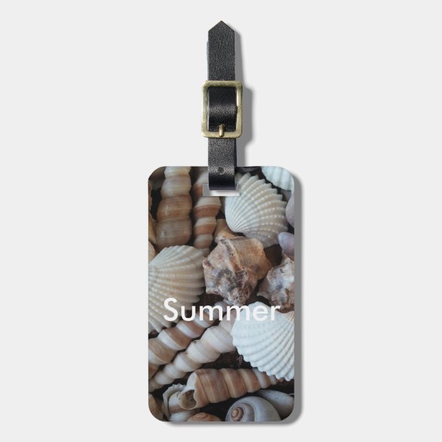 Exotic Tropical Summer Sea Shells Photography Luggage Tag (Front Vertical)