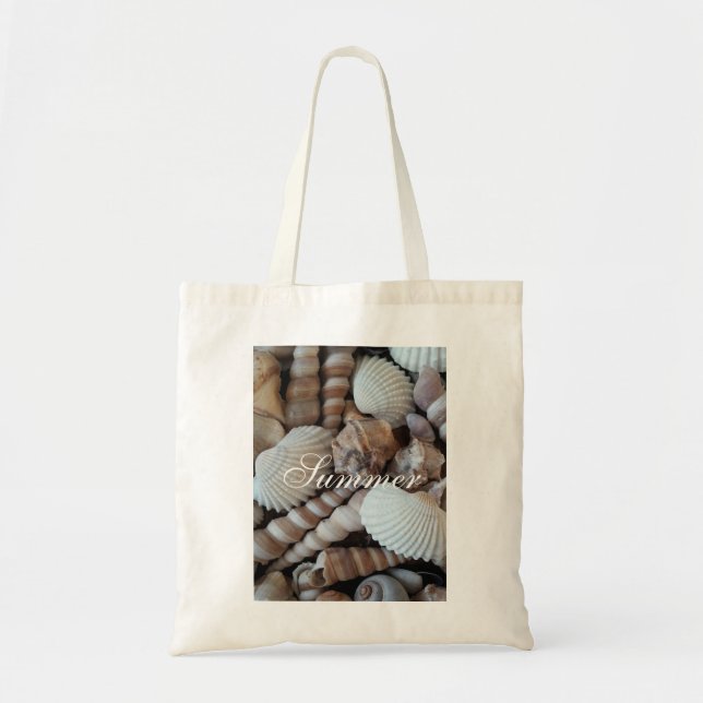 Exotic Tropical Summer Sea Shells Photography Tote Bag (Front)
