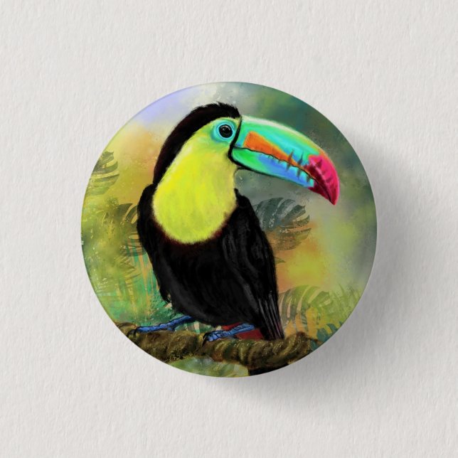 Exotic Tropical Toco Toucan Bird Button (Front)