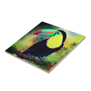 Exotic Tropical Toco Toucan Bird - Painting Art Tile