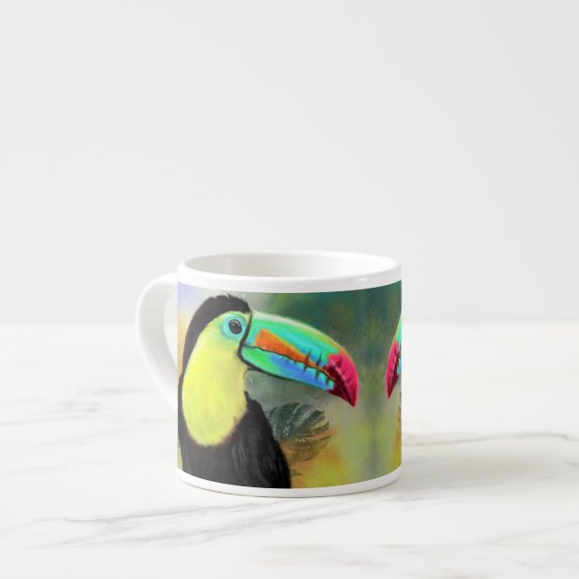 Exotic Tropical Toco Toucan Bird - Painting - Espresso Cup (Front Left)