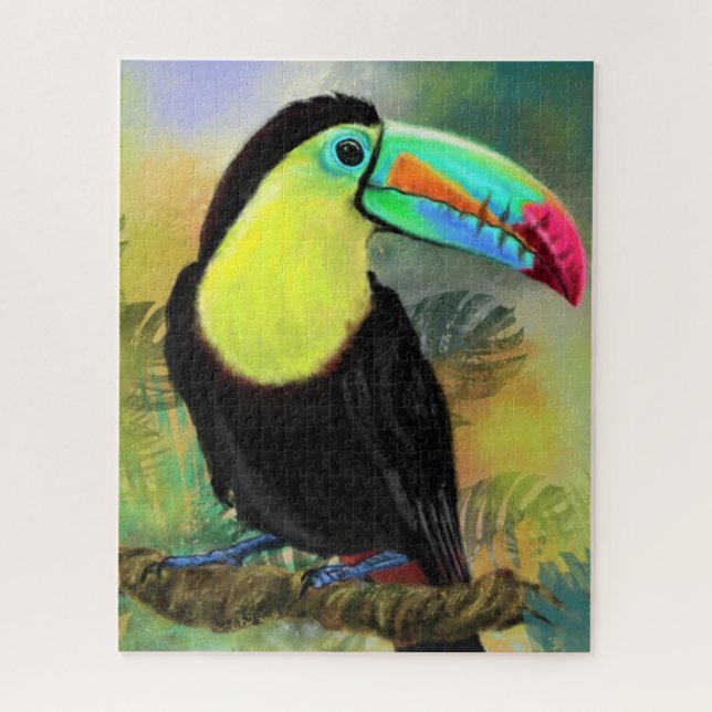 Exotic Tropical Toco Toucan Bird Painting Migned Jigsaw Puzzle (Vertical)