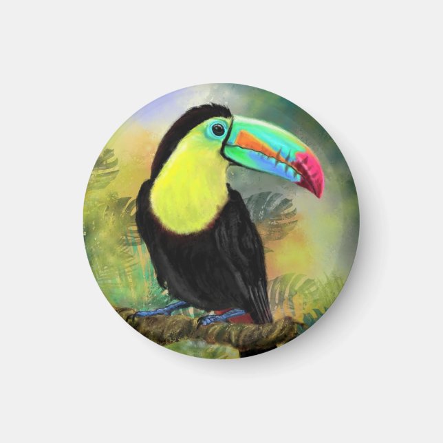 Exotic Tropical Toco Toucan Bird - Painting Migned Magnet (Front)