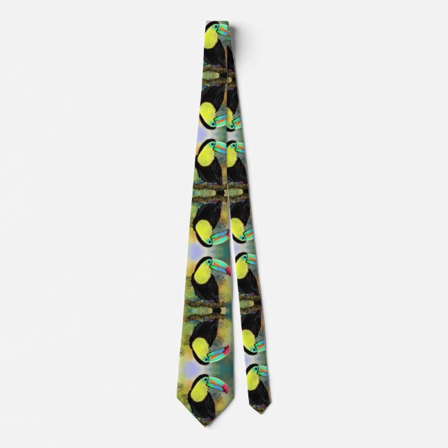 Exotic Tropical Toco Toucan Bird - Painting Migned Tie (Front)