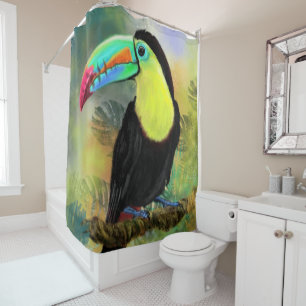 Exotic Tropical Toco Toucan Bird - Painting  Shower Curtain