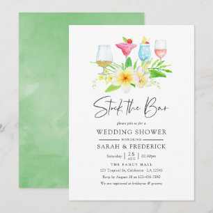 Exotic Tropical Watercolor Floral Stock the Bar Invitation