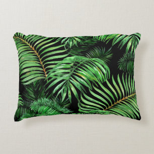 Exotic tropical, watercolor palm pattern. decorative cushion