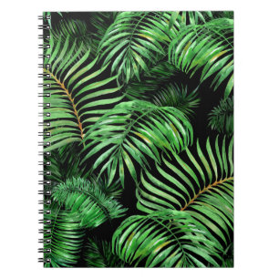 Exotic tropical, watercolor palm pattern. notebook