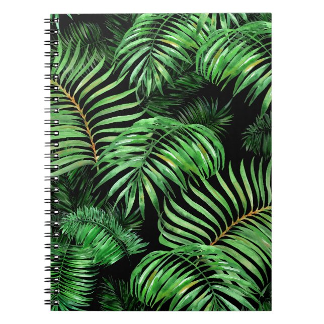 Exotic tropical, watercolor palm pattern. notebook (Front)