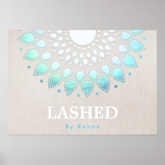 Exotic Turquoise Blue Floral Mandala Poster