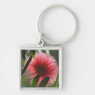 exotic unique red flower, macro photo-  key ring
