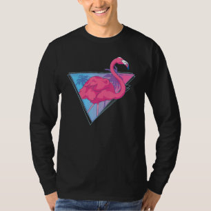 Exotic Vaporwave Palm Trees Tropical Bird Pink Fla T-Shirt