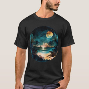 Exotic Watercolor Beach Sunset T-Shirt