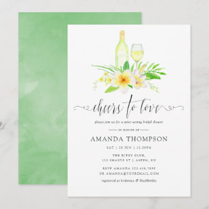 Exotic Watercolor Bridal Shower Wine Tasting Invitation
