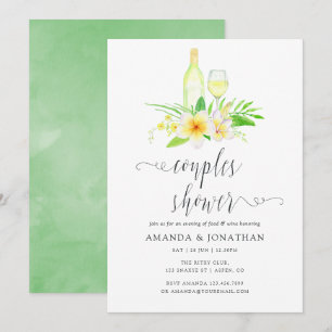 Exotic Watercolor Couples Shower Wine Tasting Invitation