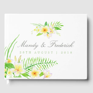 Exotic Watercolor Frangipanis Wedding Guest Book