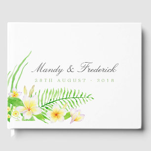 Exotic Watercolor Frangipanis Wedding Guest Book