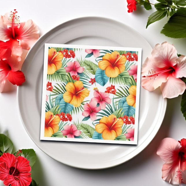 Exotic Watercolor Hawaiian Floral  Napkin (Creator Uploaded)