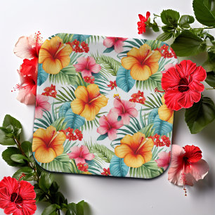 Exotic Watercolor Hawaiian Floral Paper Plate
