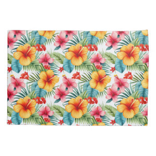 Exotic Watercolor Hawaiian Floral Pillowcase