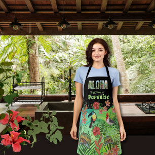 Exotic Welcome to Aloha tropical Paradise Apron