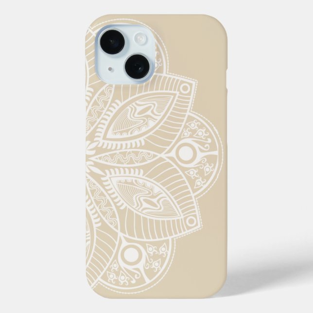 Exotic White Mandala on Beige Background Case-Mate iPhone Case (Back)