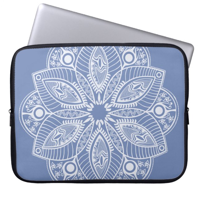 Exotic White Mandala on Beige Background Laptop Sleeve (Front)