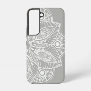 Exotic White Mandala on Grey Background Samsung Galaxy Case